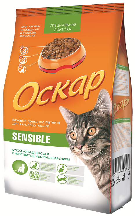 Оскар Sensible корм для кошек с плохим пищеварением и привередливых к еде 