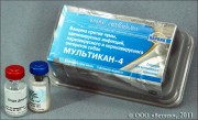 МУЛЬТИКАН-4 (Вакцина против чумы, аденовирусных инфекций, парвовирусного и Короновирусного энтеритов собак), 2 фл. (1 доза)