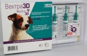 Вектра 3D капли инсектоакарицидные для собак весом 4–10 кг, уп. (3 пипетки х 1,6 мл.) 