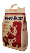 Pi-Pi-Bent Classik 10 кг. бум. крафт пакет КОМКУЮЩИЙСЯ наполнитель для кошачьего туалета из природного бентонита