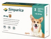 Симпарика от блох и клещей для собак 10 - 20 кг, жевательные таблетки 40 мг. Лечение и профилактика саркоптоза, отодекоза, демодекоза (цена за 1 таб.)