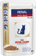ROYAL CANIN Ренал c говядиной (фелин) для кошек С ХРОНИЧЕСКОЙ ПОЧЕЧНОЙ НЕДОСТАТОЧНОСТЬЮ 0,085 кг пауч АВСТРИЯ